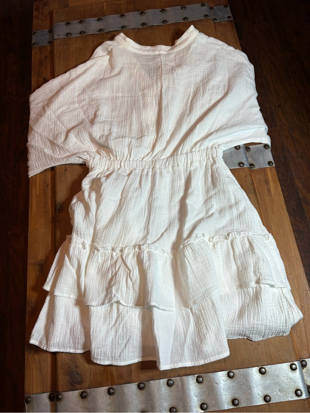 Girls' White Ruffle Tiered Dress